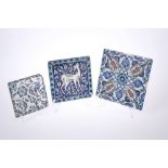 THREE IZNIK POLYCHROME POTTERY TILES