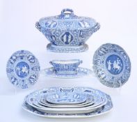 AN EXTENSIVE SPODE BLUE AND WHITE DINNER SERVICE IN THE "GREEK PATTERN", c. 1820