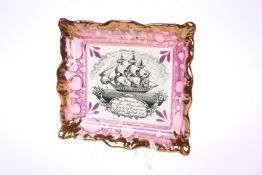 A SUNDERLAND PINK LUSTRE PLAQUE, CIRCA 1839-1850