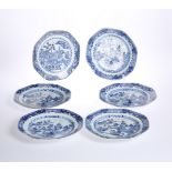 A MATCHED SET OF SIX CHINESE EXPORT BLUE AND WHITE PORCELAIN PLATES, c. 1800