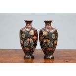 A PAIR OF JAPANESE CLOISONNE VASES, MEIJI PERIOD