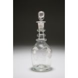 AN EARLY VICTORIAN ETCHED GLASS LIQUEUR DECANTER