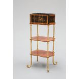 A FINE FRENCH KINGWOOD AND FLORAL MARQUETRY ETAGERE