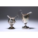 TWO GEORGE III SILVER CREAM JUGS