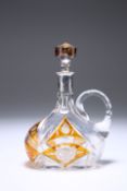A BOHEMIAN SILVER-COLLARED AMBER FLASH GLASS DECANTER