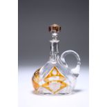 A BOHEMIAN SILVER-COLLARED AMBER FLASH GLASS DECANTER