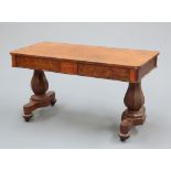 AN EARLY VICTORIAN POLLARD OAK LIBRARY TABLE