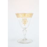 A VENETIAN ENAMEL AND GILT PAINTED WINE GLASS, PROBABLY SALVIATI, MURANO