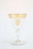 A VENETIAN ENAMEL AND GILT PAINTED WINE GLASS, PROBABLY SALVIATI, MURANO