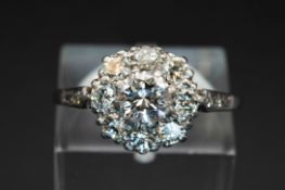 A DIAMOND CLUSTER RING