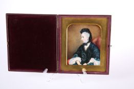 A VICTORIAN PORTRAIT MINIATURE OF A LADY ON IVORY