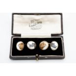 A PAIR OF REVERSE CARVED CRYSTAL INTAGLIO CUFFLINKS