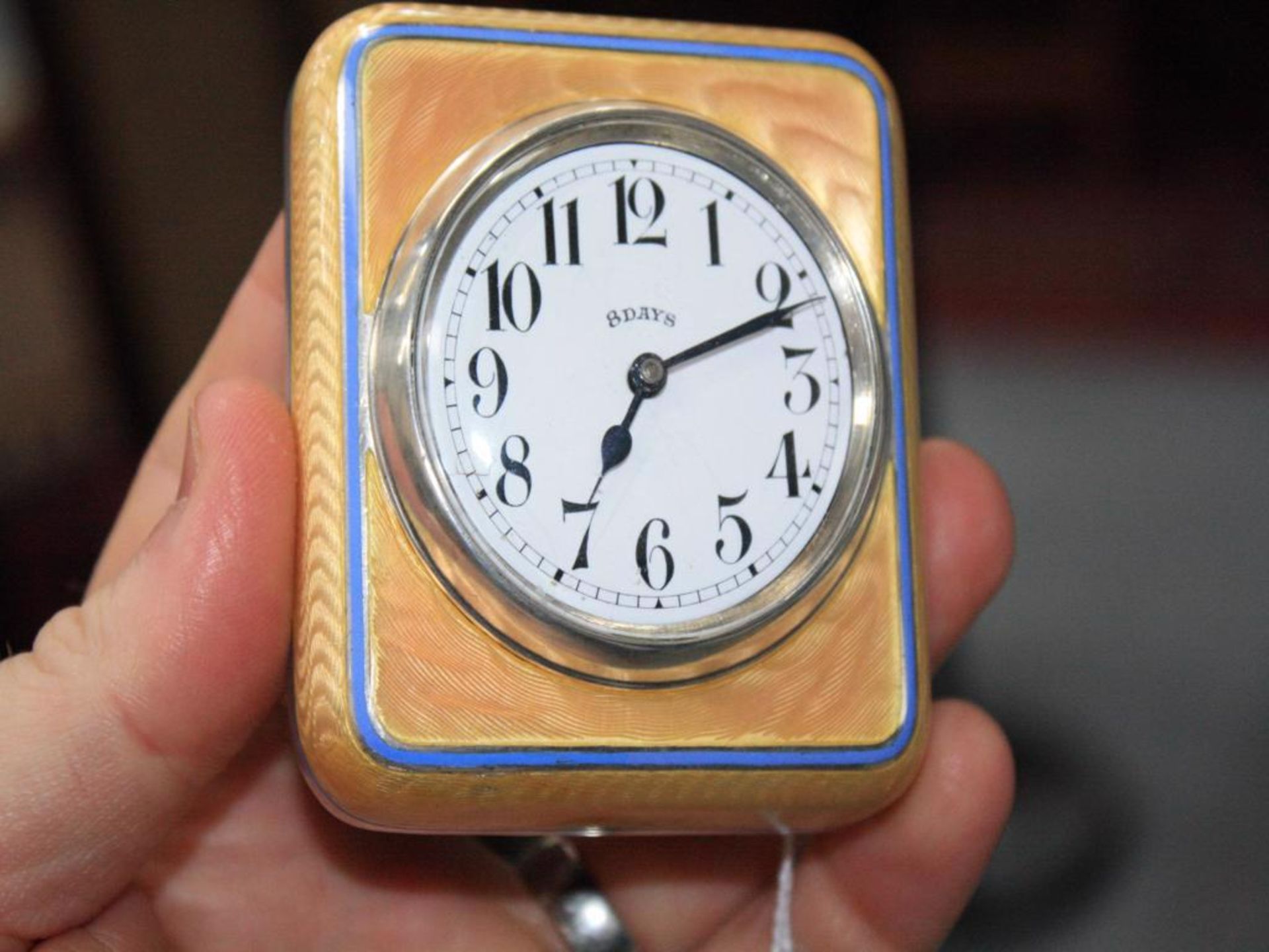 A FRENCH ENAMEL AND SILVER CLOCK, IMPORT MARKS FOR LONDON 1913 - Bild 4 aus 9