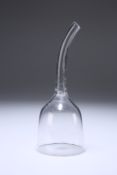 A RARE 18TH CENTURY GLASS WINE FUNNEL, with cranked spout