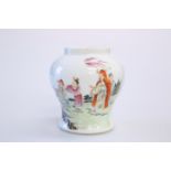 A CHINESE PORCELAIN BALUSTER VASE, painted with a fisherman