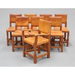 A SET OF EIGHT GNOMEMAN OAK DINING CHAIRS, CIRCA 1950'S/60'S