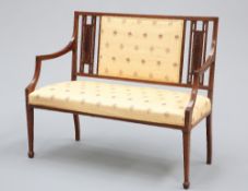 AN EDWARDIAN INLAID MAHOGANY SETTEE