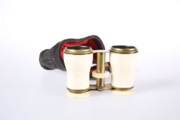 A PAIR OF LATE 19TH CENTURY IVORY AND BRASS OPERA GLASSES, cased