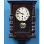 A LATE 19TH CENTURY WALNUT VIENNA PATTERN WALL CLOCK