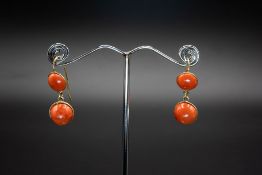 A PAIR OF CORAL EARRINGS