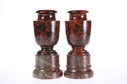 A PAIR OF 19TH CENTURY SERPENTINE VASES