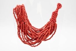 A CORAL BEAD NECKLACE