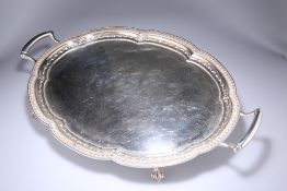 A SUBSTANTIAL SILVER TWIN-HANDLED TEA TRAY