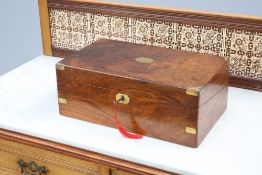 A VICTORIAN BRASS-BOUND WALNUT WRITING BOX