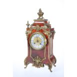 A LOUIS XV STYLE GILT-METAL MOUNTED TORTOISESHELL MANTEL CLOCK, LATE 19th CENTURY