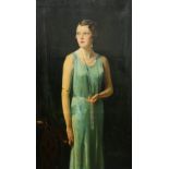 DAVID COWAN DOBSON (1894-1980), PORTRAIT OF A LADY WEARING A LONG PEARL NECKLACE