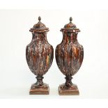 A PAIR OF PATINATED METAL-MOUNTED SARREGUEMINES MAJOLICA VASES AND COVERS, LATE 19th CENTURY