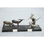 A FRENCH PATINATED SPELTER GROUP, IN THE ART DECO TASTE