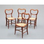 SET OF FOUR VICTORIAN SIMULATED ROSEWOOD KIDNEY-BACKED CHAIRS