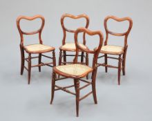 SET OF FOUR VICTORIAN SIMULATED ROSEWOOD KIDNEY-BACKED CHAIRS