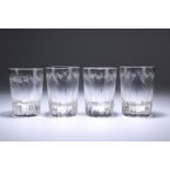 A SET OF FOUR LATE VICTORIAN ENGRAVED GLASS TUMBLERS