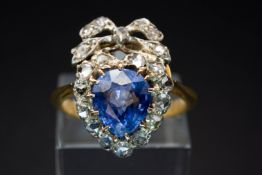 AN EARLY 19TH CENTURY SAPPHIRE AND DIAMOND RING