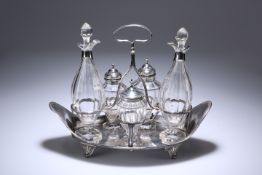 AN OLD SHEFFIELD PLATE AND SILVER CRUET SET, LATE 18TH CENTURY