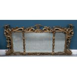 A 19TH CENTURY GILT-FRAMED OVERMANTEL MIRROR