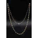 A SEED PEARL SET PLATINUM NECKLACE CHAIN