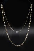 A SEED PEARL SET PLATINUM NECKLACE CHAIN