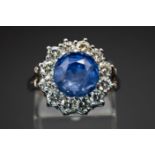 A CEYLON SAPPHIRE AND DIAMOND RING