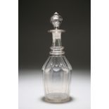 A CUT-GLASS DECANTER WITH DOUBLE RING NECK, MID-19th CENTURY