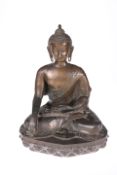 A LARGE CHINESE BRONZE FIGURE OF BUDDHA SHAKYAMUNI