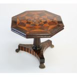 A MINIATURE PARQUETRY TILT TOP TABLE, c. 1900