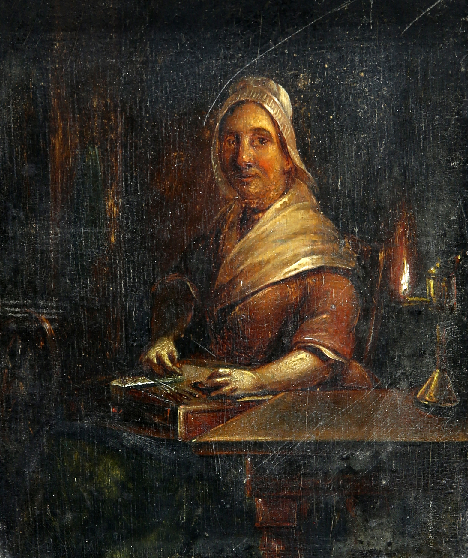 CONTINENTAL SCHOOL, WOMAN IN AN INTERIOR