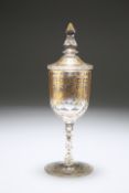 A SMALL BOHEMIAN GILT-DECORATED GOBLET AND COVER, 19th CENTURY