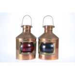 A PAIR OF CWC COPPER SHIPS LAMPS