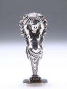 A LATE VICTORIAN SILVER DESK SEAL, FORMED AS A CARYATID, CHESTER 1899