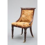 A 19TH CENTURY MAHOGANY AND UPHOLSTERED SIDE CHAIR