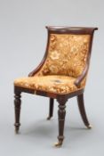 A 19TH CENTURY MAHOGANY AND UPHOLSTERED SIDE CHAIR